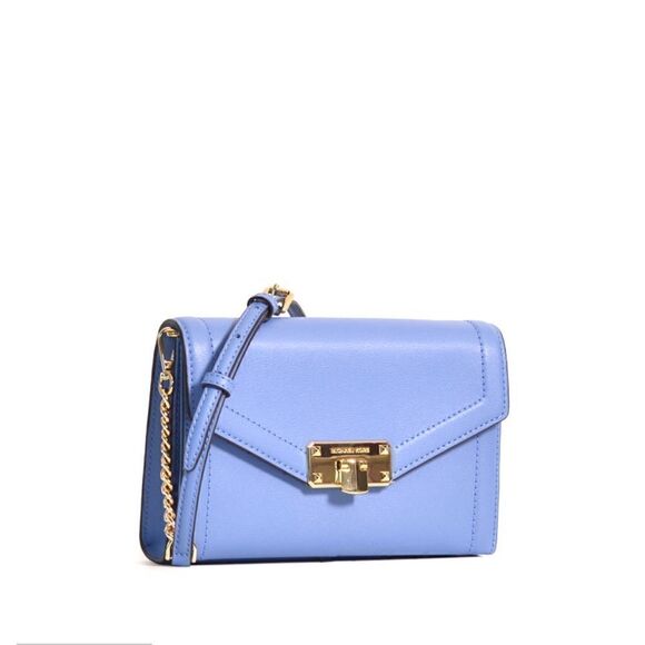🌟70% OFF🌟NEW🌟 Michael Kors Kinsley Medium Flap Shoulder Bag French Blue - Picture 1 of 12